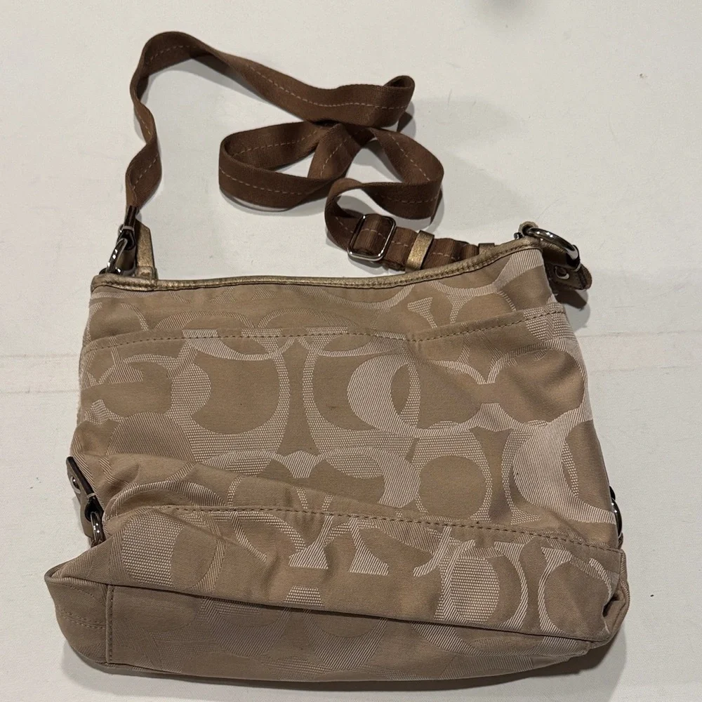 Coach Beige Crossbody Bag with Gold Accents